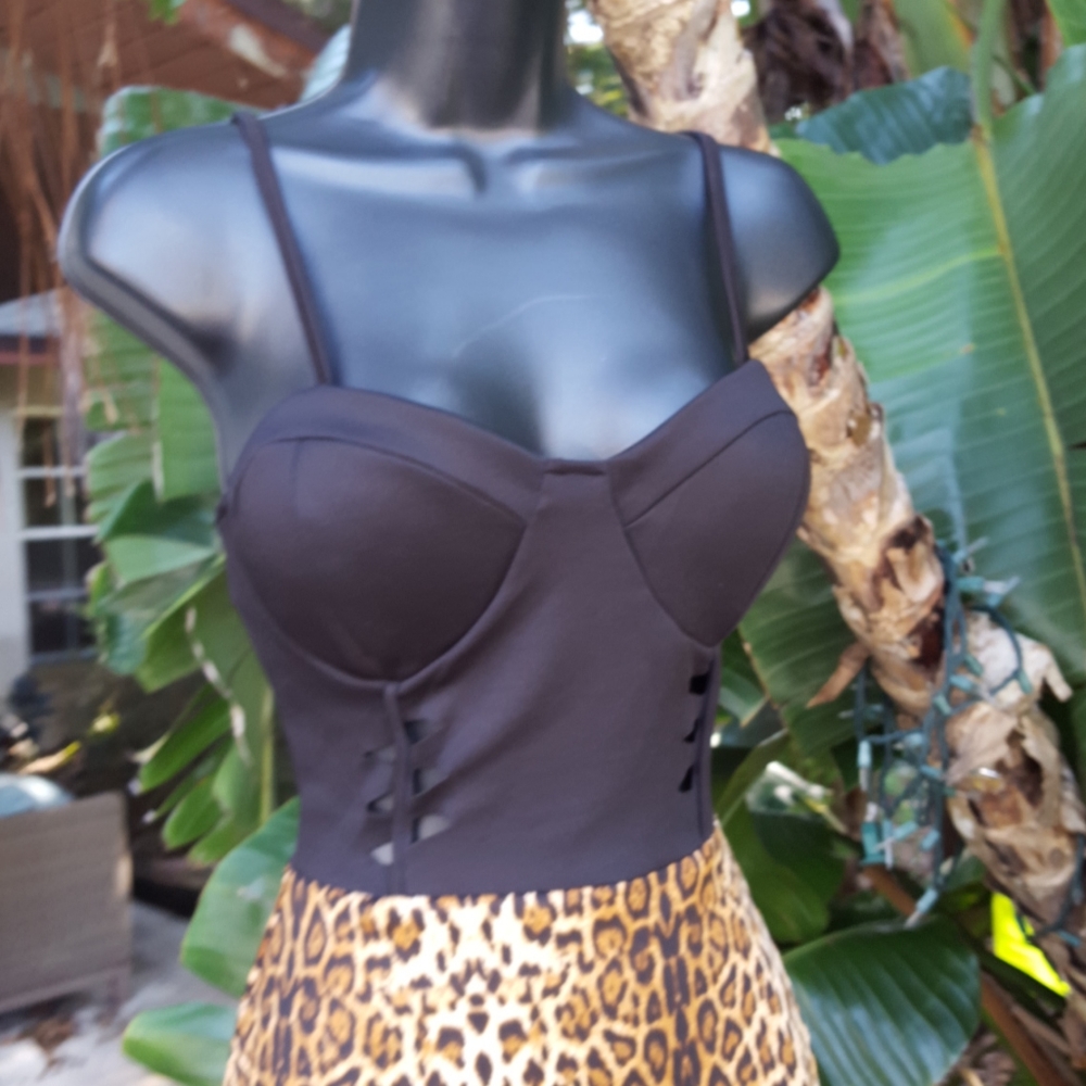 Corset leopard print dress